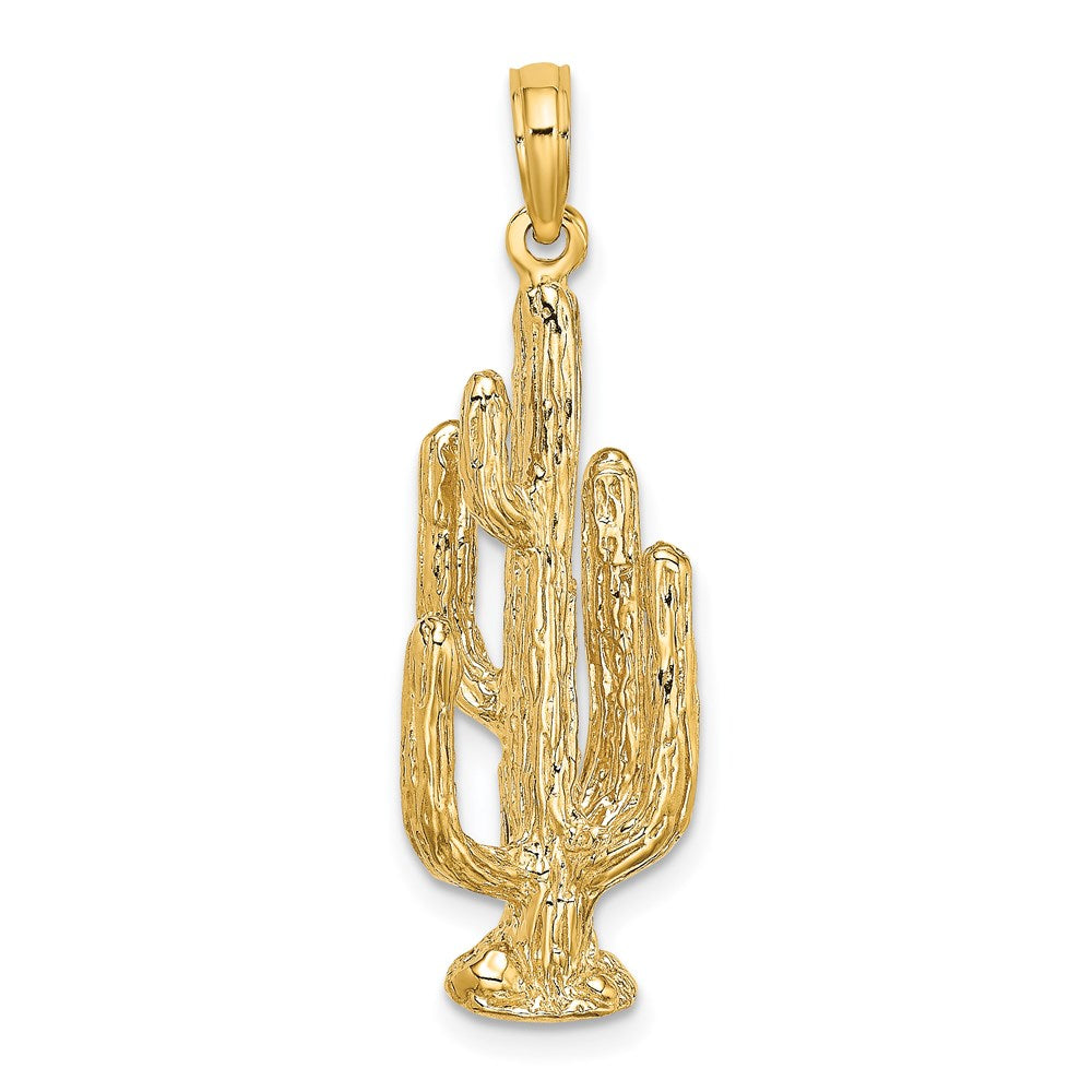 Million Charms 14K Yellow Gold Themed 3-D Cactus Charm