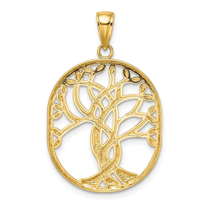 Million Charms 14K Yellow Gold Themed Tree Of Life Celtic Knot In Oval Frame