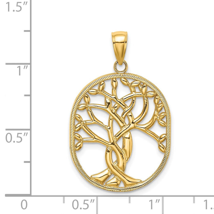 Million Charms 14K Yellow Gold Themed Tree Of Life Celtic Knot In Oval Frame