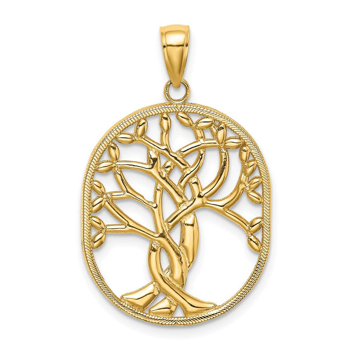 Million Charms 14K Yellow Gold Themed Tree Of Life Celtic Knot In Oval Frame