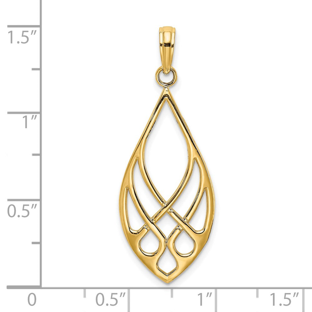 Million Charms 14K Yellow Gold Themed Celtic Knot Teardrop Charm