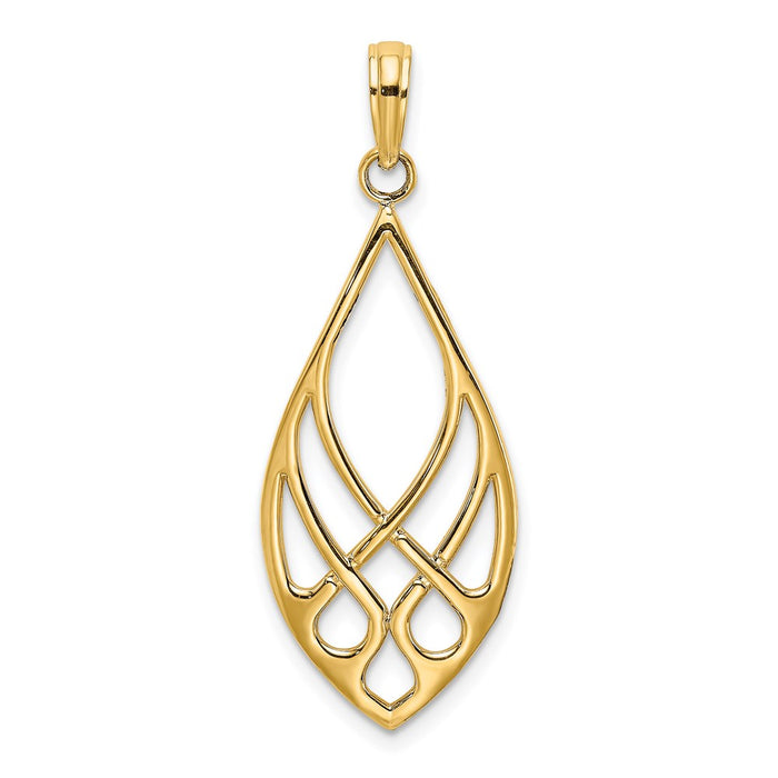 Million Charms 14K Yellow Gold Themed Celtic Knot Teardrop Charm