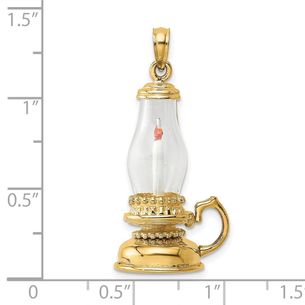 Million Charms 14K Yellow Gold Themed With Glass & Enamel 3-D Candle Latern Charm