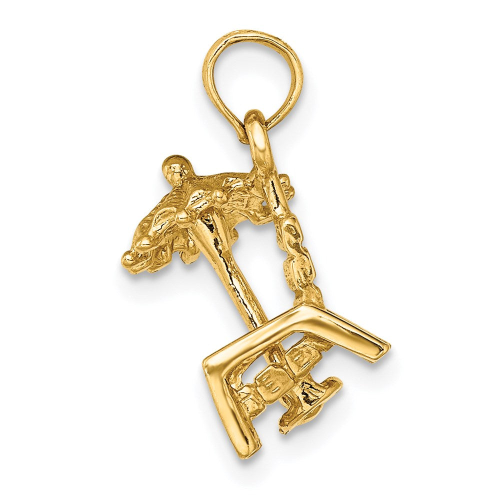 Million Charms 14K Yellow Gold Themed 3-D Beach Chair With Umbrella Charm