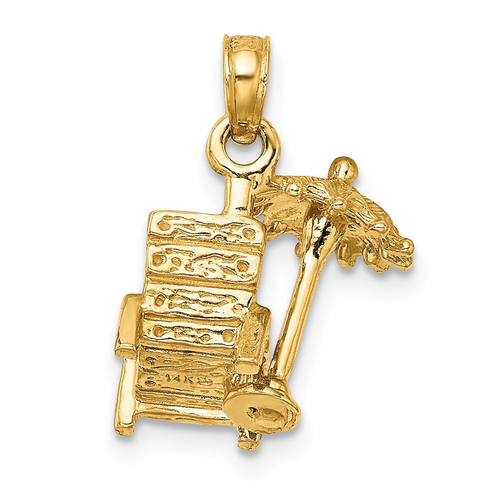 Million Charms 14K Yellow Gold Themed 3-D Beach Chair With Umbrella Charm