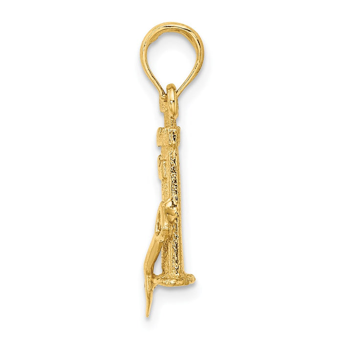 Million Charms 14K Yellow Gold Themed 3-D Sand Castle With Shovel Charm