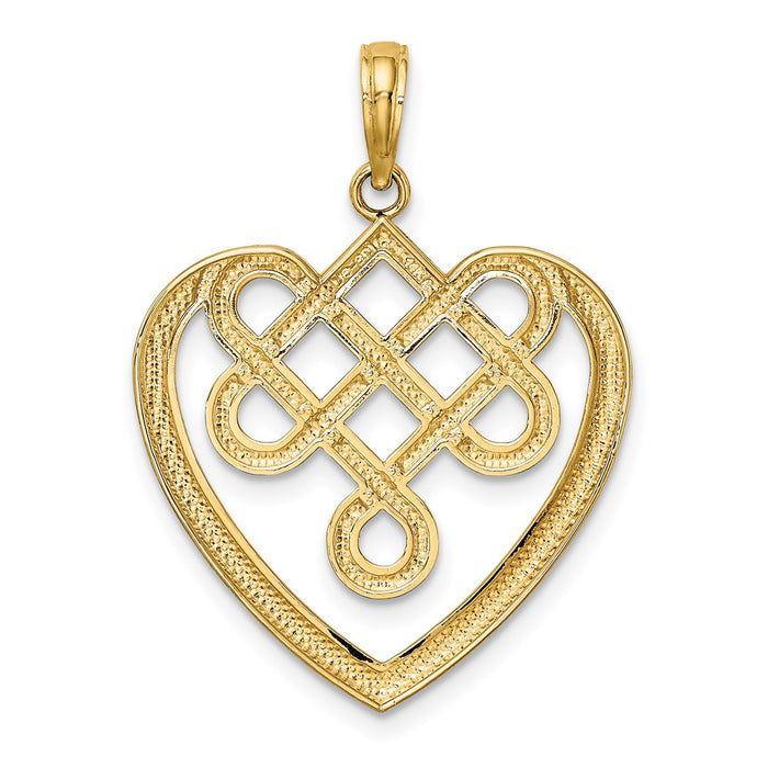 Million Charms 14K Yellow Gold Themed Lrg Celtic Knot Heart Charm