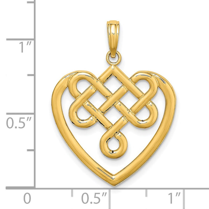 Million Charms 14K Yellow Gold Themed Lrg Celtic Knot Heart Charm