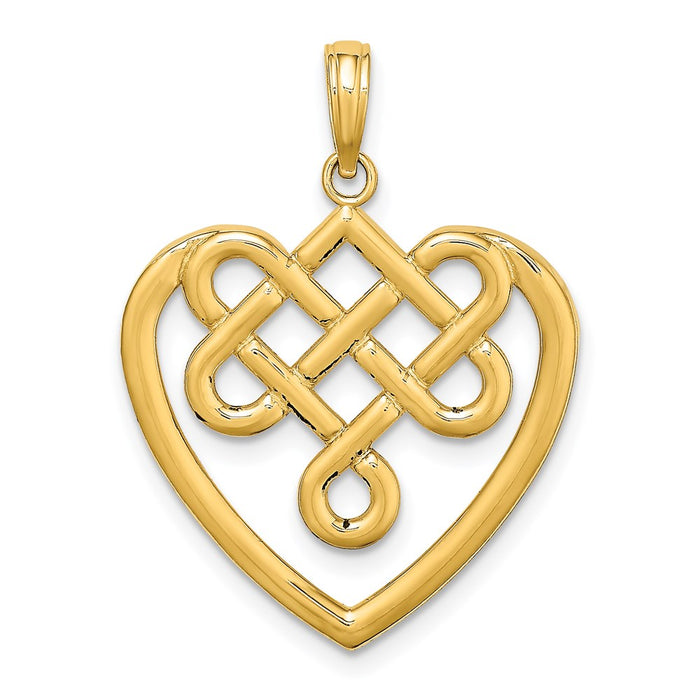 Million Charms 14K Yellow Gold Themed Lrg Celtic Knot Heart Charm