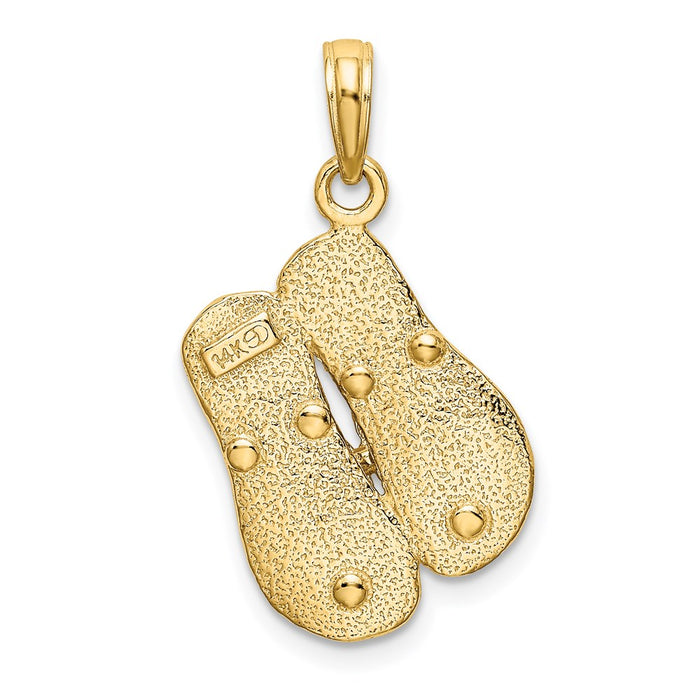 Million Charms 14K Yellow Gold Themed Polished Large Double Flip-Flop Charm