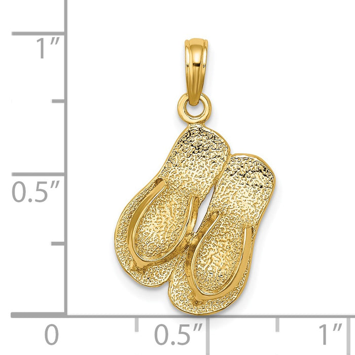 Million Charms 14K Yellow Gold Themed Polished Large Double Flip-Flop Charm