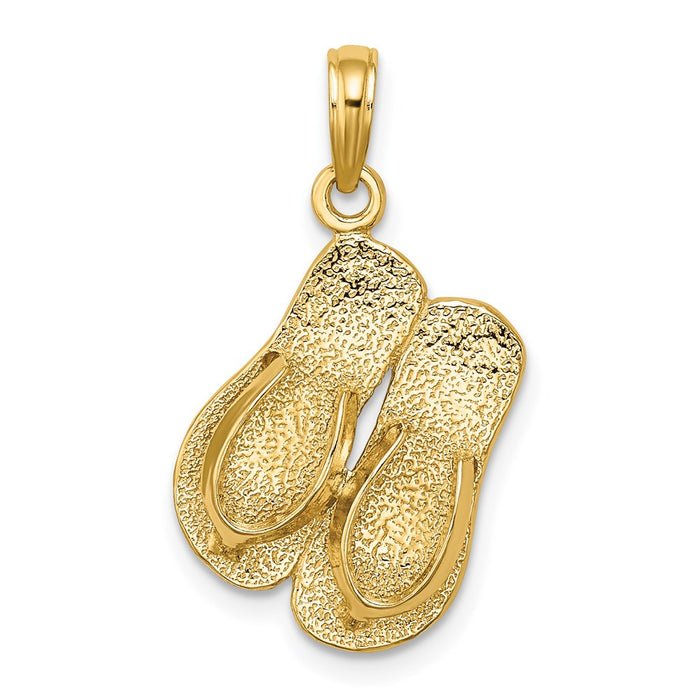 Million Charms 14K Yellow Gold Themed Polished Large Double Flip-Flop Charm