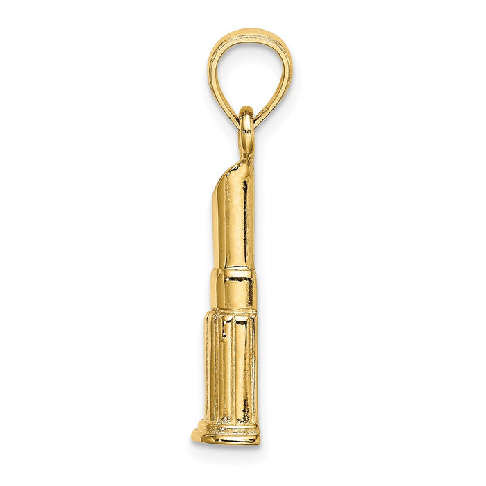 Million Charms 14K Yellow Gold Themed 2-D Polished Lipstick Tube Charm