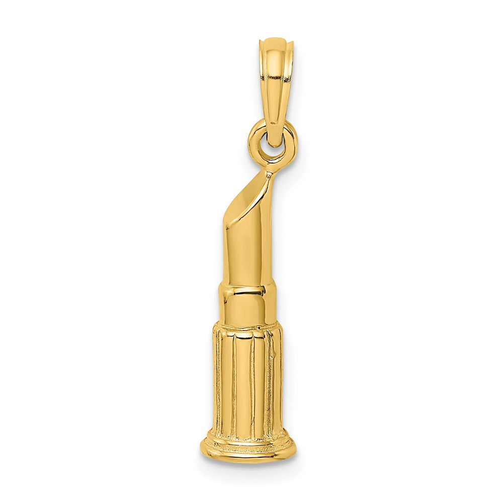 Million Charms 14K Yellow Gold Themed 2-D Polished Lipstick Tube Charm