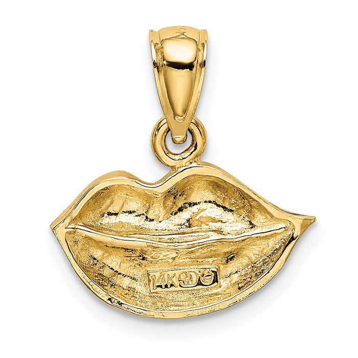 Million Charms 14K Yellow Gold Themed 2-D & Polished Lips Charm