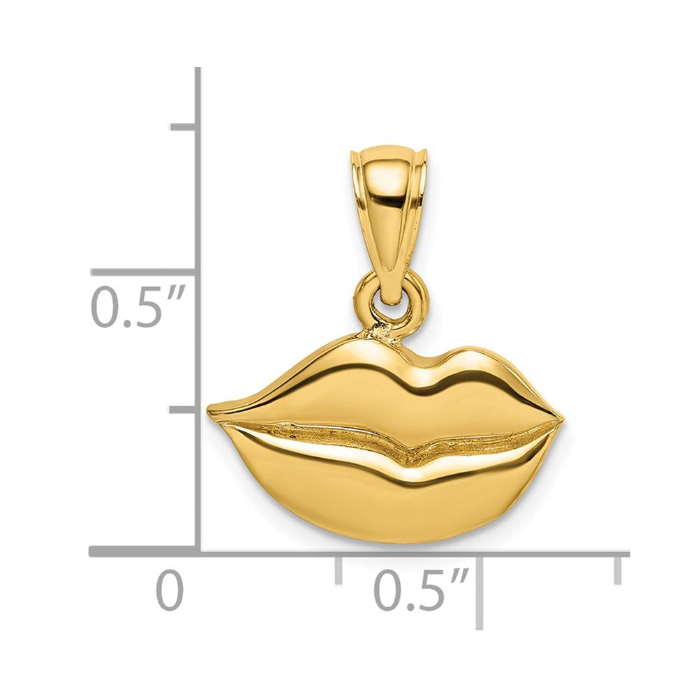 Million Charms 14K Yellow Gold Themed 2-D & Polished Lips Charm
