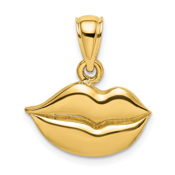 Million Charms 14K Yellow Gold Themed 2-D & Polished Lips Charm