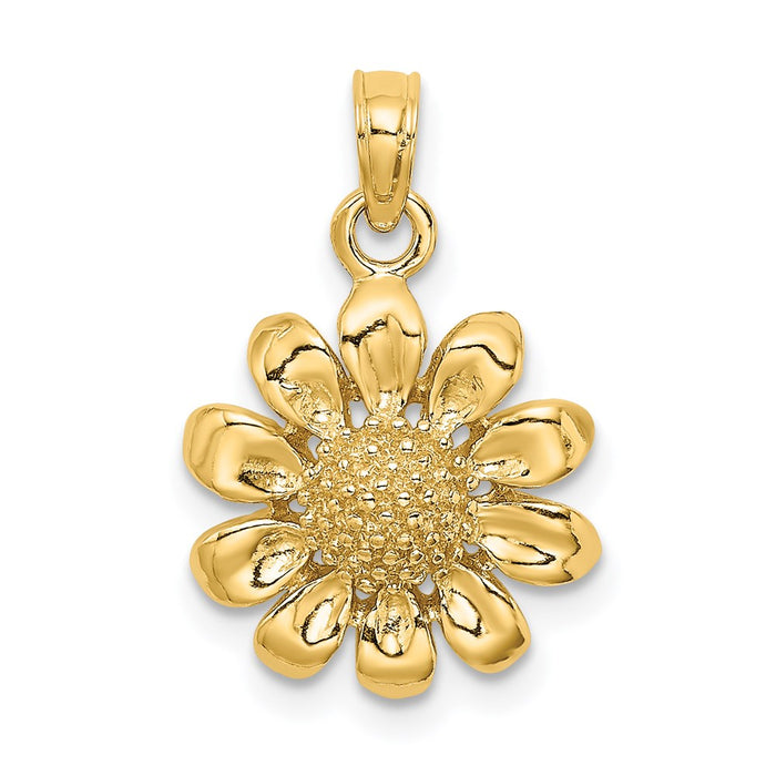 Million Charms 14K Yellow Gold Themed 2-D Sunflower Charm