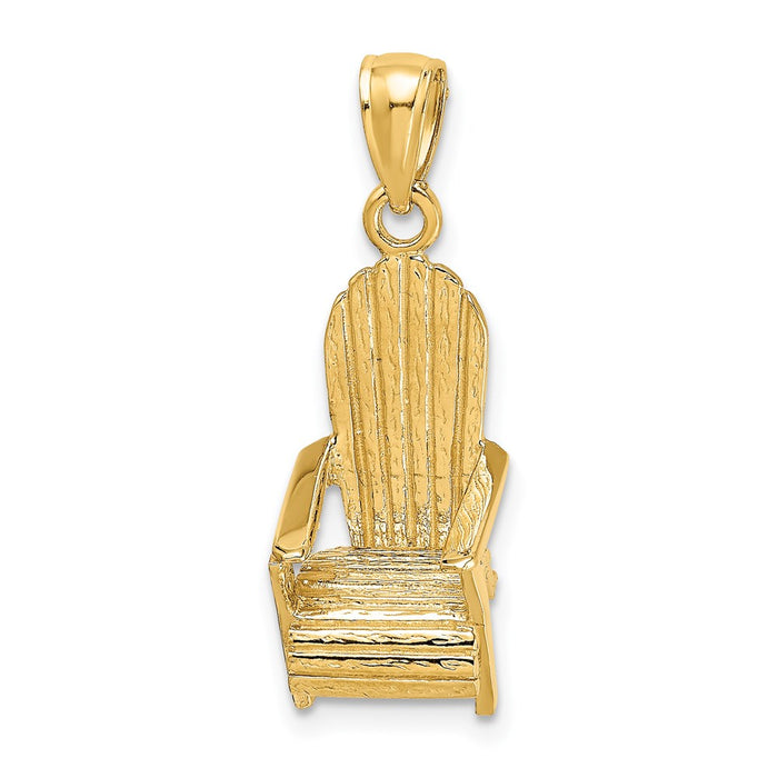 Million Charms 14K Yellow Gold Themed 3-D Beach Chair Charm