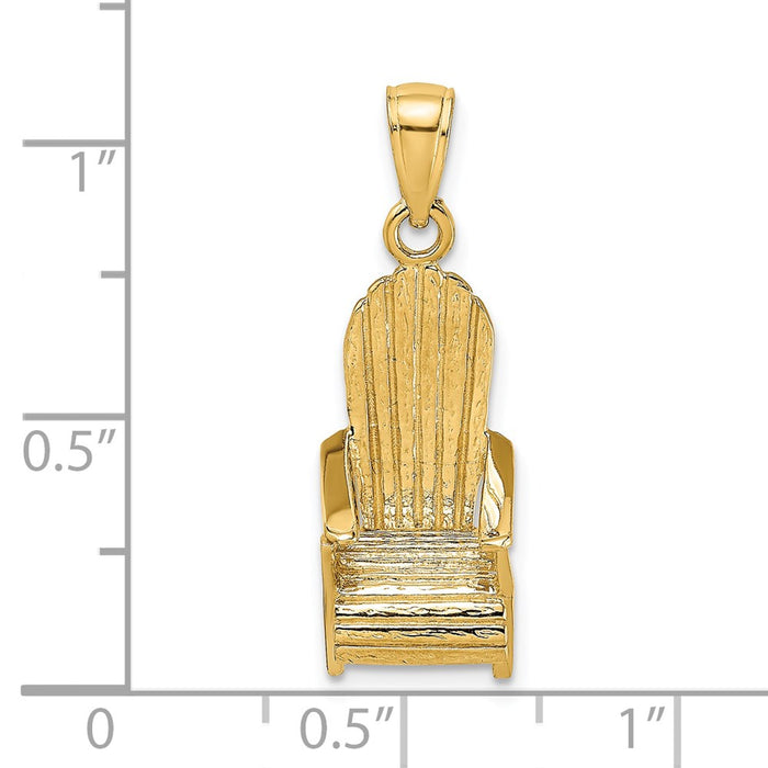 Million Charms 14K Yellow Gold Themed 3-D Beach Chair Charm