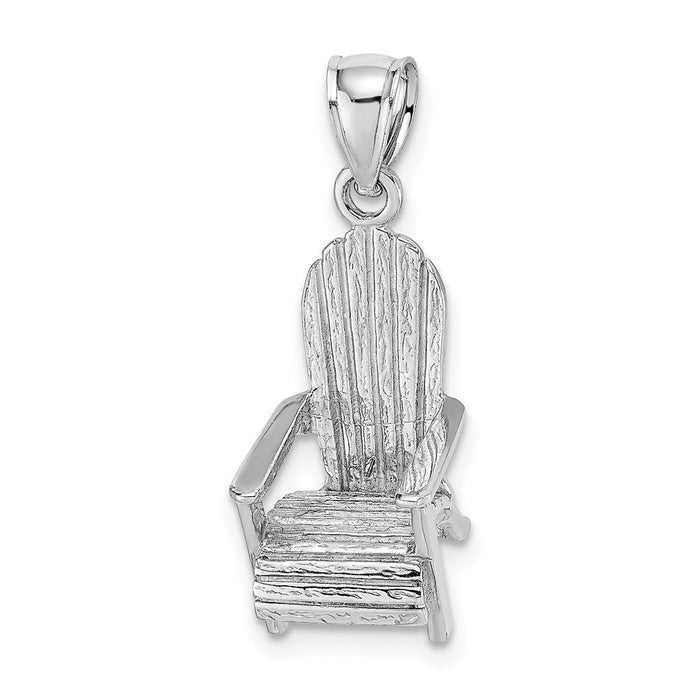 Million Charms 14K White Gold Themed 3-D Beach Chair Charm