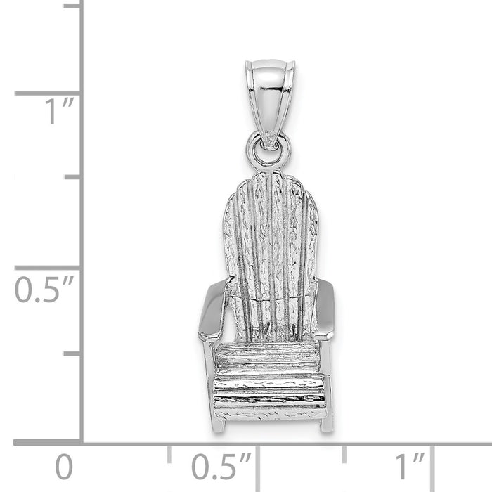 Million Charms 14K White Gold Themed 3-D Beach Chair Charm