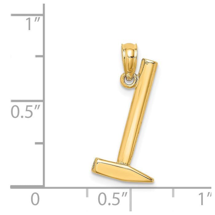 Million Charms 14K Yellow Gold Themed 3-D Hammer Charm