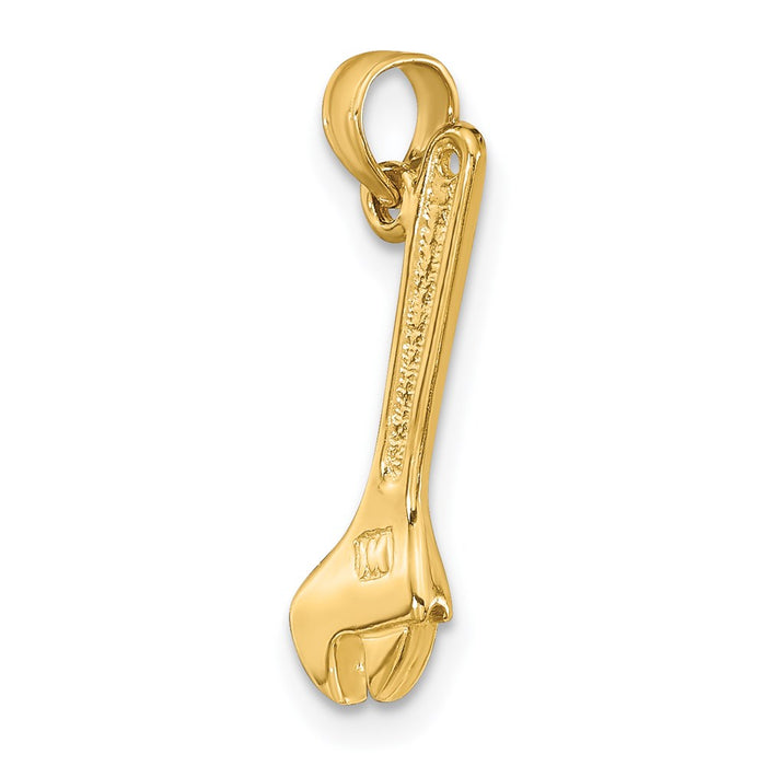 Million Charms 14K Yellow Gold Themed 3-D Adjustable Wrench Charm