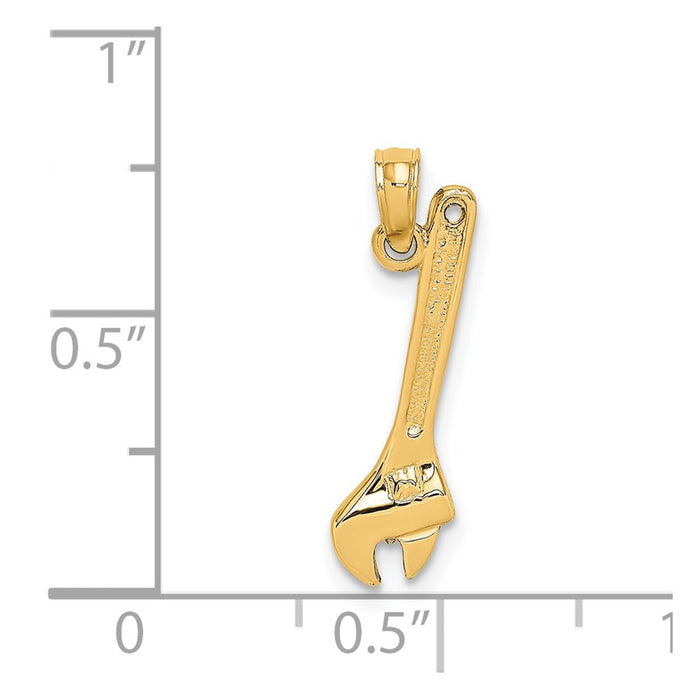 Million Charms 14K Yellow Gold Themed 3-D Adjustable Wrench Charm