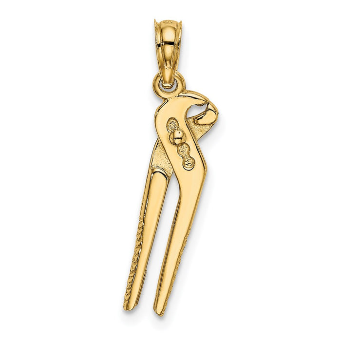 Million Charms 14K Yellow Gold Themed 3-D Moveable Locking Wrench Charm