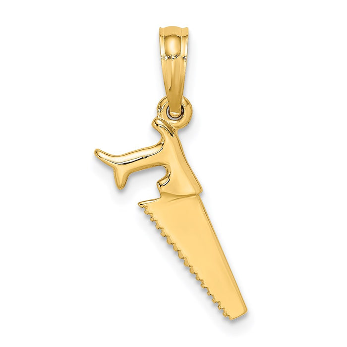 Million Charms 14K Yellow Gold Themed 3-D Saw Charm
