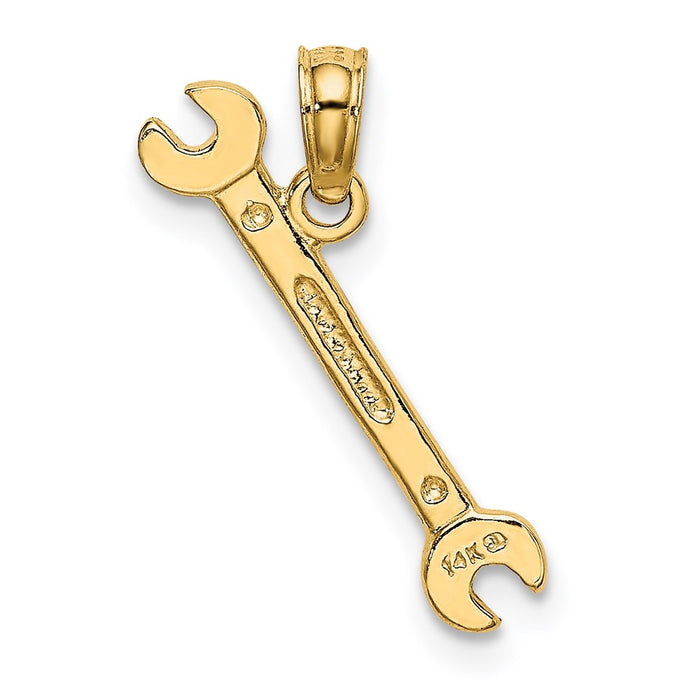 Million Charms 14K Yellow Gold Themed 3-D Double Open-Ended Wrench Charm