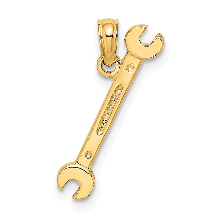 Million Charms 14K Yellow Gold Themed 3-D Double Open-Ended Wrench Charm