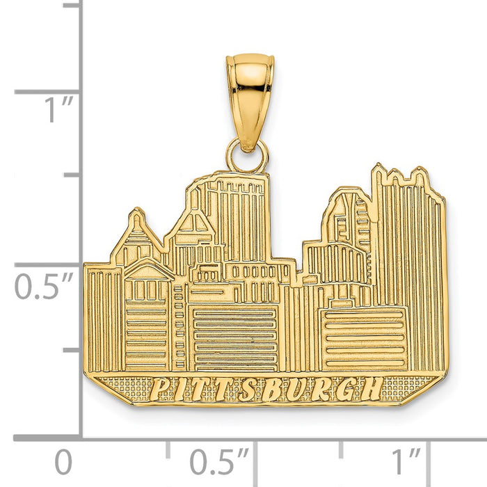 Million Charms 14K Yellow Gold Themed Pittsburgh Skyline Charm