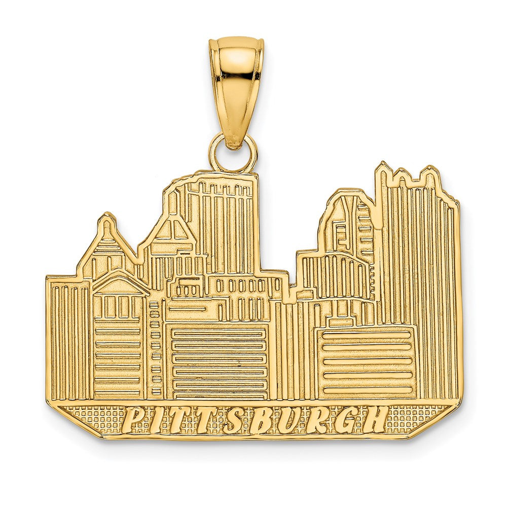 Million Charms 14K Yellow Gold Themed Pittsburgh Skyline Charm