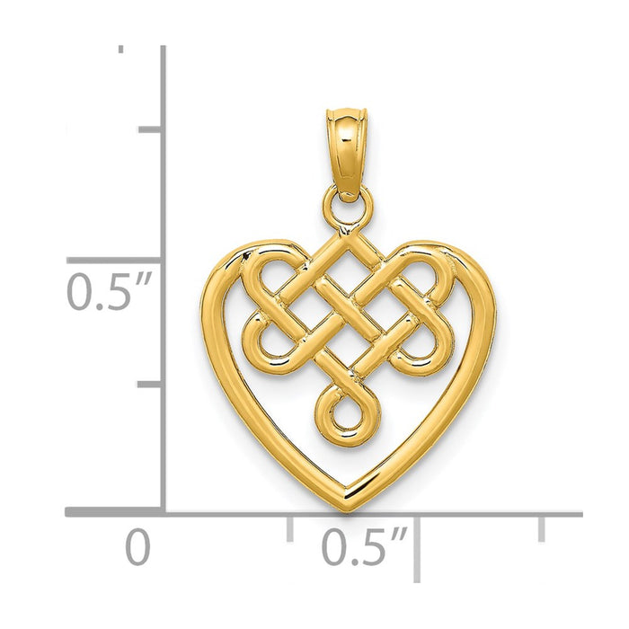 Million Charms 14K Yellow Gold Themed Sm Celtic Knot Heart Charm