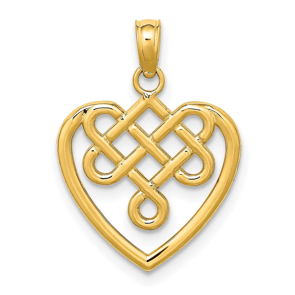 Million Charms 14K Yellow Gold Themed Sm Celtic Knot Heart Charm