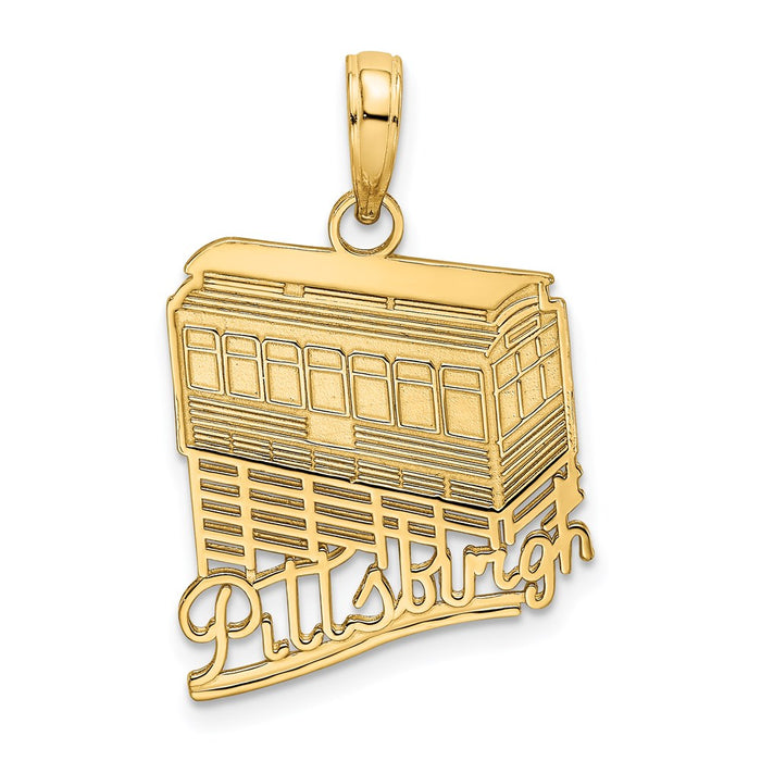 Million Charms 14K Yellow Gold Themed Pittsburgh Incline (Tram/Cable Car) Charm