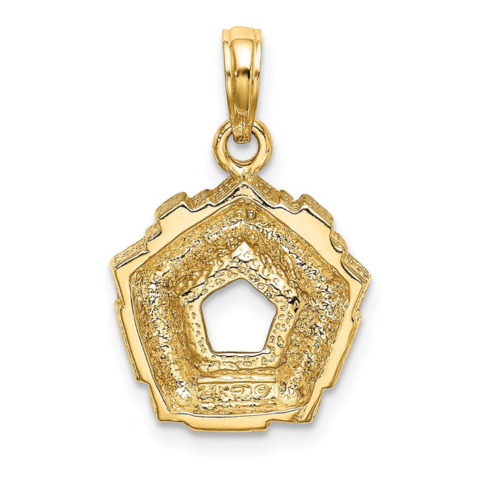 Million Charms 14K Yellow Gold Themed 3-D Washington D.C. Pentagon Overview Charm