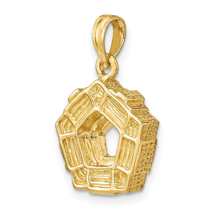 Million Charms 14K Yellow Gold Themed 3-D Washington D.C. Pentagon Overview Charm