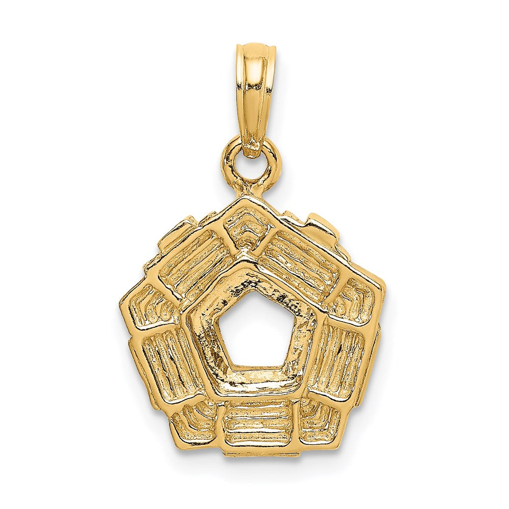 Million Charms 14K Yellow Gold Themed 3-D Washington D.C. Pentagon Overview Charm