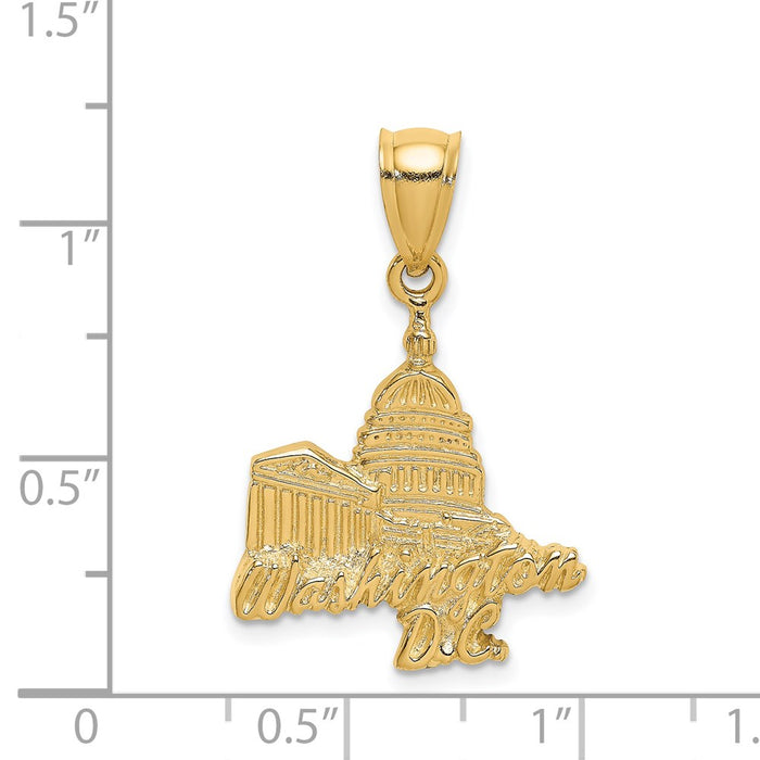 Million Charms 14K Yellow Gold Themed Washington D.C. Capital Bldg Profile Charm