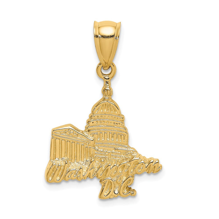 Million Charms 14K Yellow Gold Themed Washington D.C. Capital Bldg Profile Charm