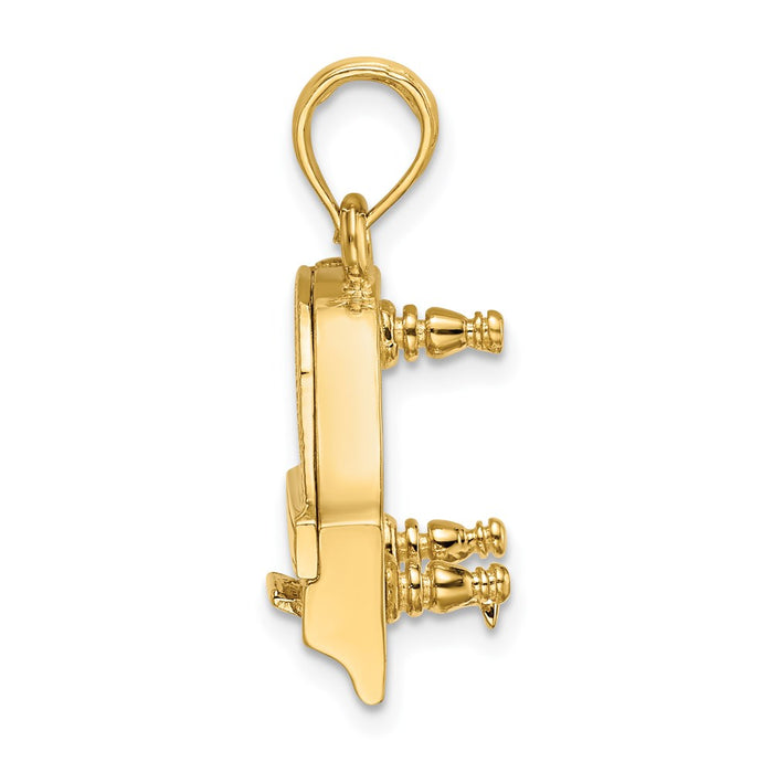 Million Charms 14K Yellow Gold Themed 3-D Moveable Grand Piano Charm
