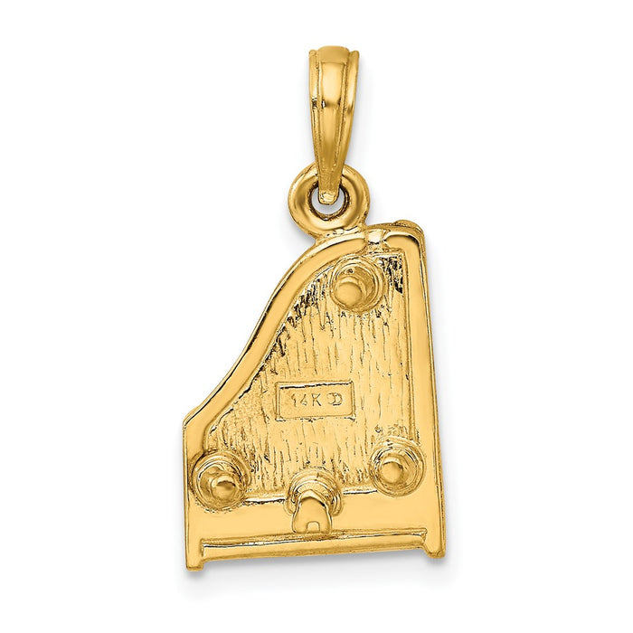 Million Charms 14K Yellow Gold Themed 3-D Moveable Grand Piano Charm