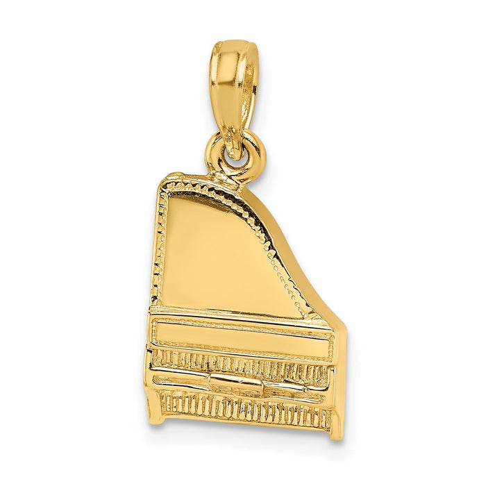 Million Charms 14K Yellow Gold Themed 3-D Moveable Grand Piano Charm