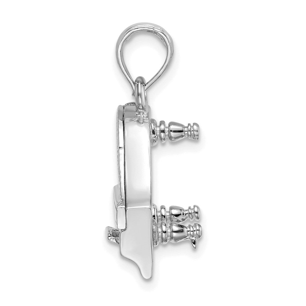 Million Charms 14K White Gold Themed 3-D Moveable Grand Piano Charm