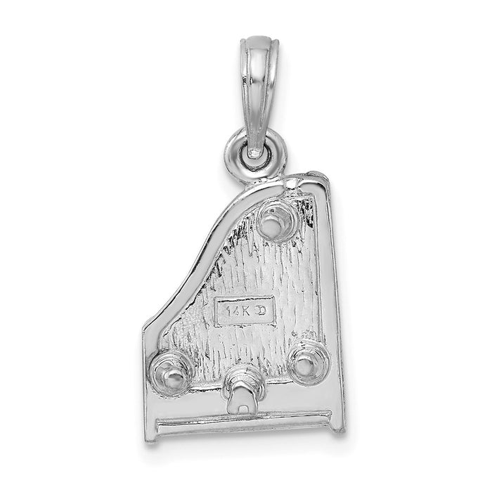 Million Charms 14K White Gold Themed 3-D Moveable Grand Piano Charm