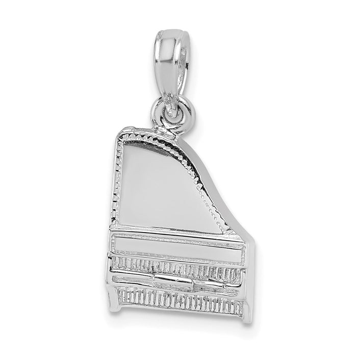 Million Charms 14K White Gold Themed 3-D Moveable Grand Piano Charm