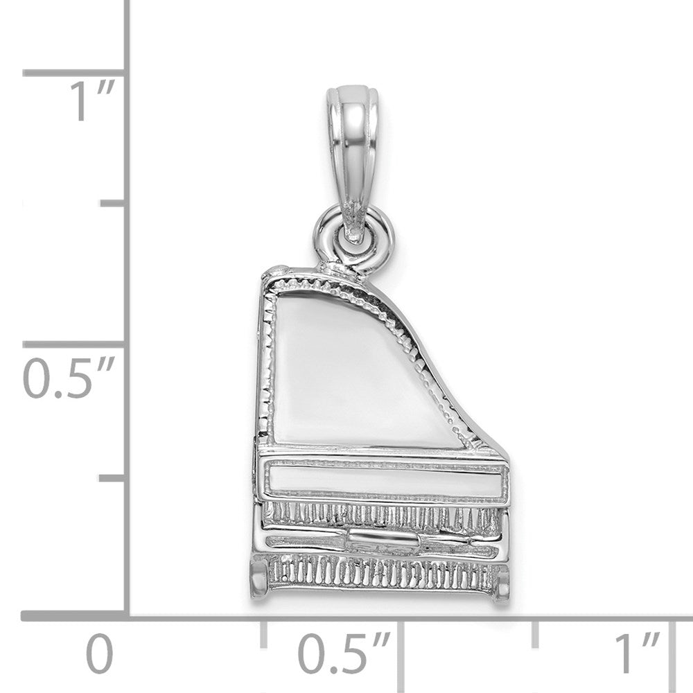Million Charms 14K White Gold Themed 3-D Moveable Grand Piano Charm